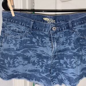 Old Navy Blue Jean Shorts with Tropical Print